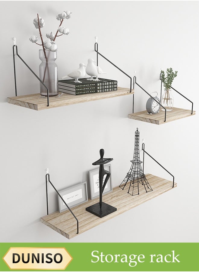 DUNISO 3 Pcs Wall Shelf，Wall Storage Rack with A Straight Partition，Storage Rack, Display Shelves, Suitable for Bedrooms, Living Rooms, Bathrooms,Kitchens, Offices  - Image 1