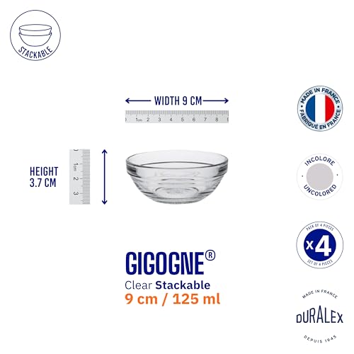 Duralex® France Gigogne Clear Stackable Glass Bowl 125ml | Set of 4 | Great for Serving Snacks, Pickles, Pudding | 3X Stronger, Durable, Microwave & Dishwasher Safe - Image 5