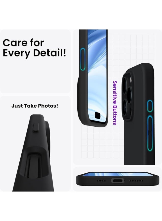 Case for IPhone 16 Pro Max Soft Liquid Silicone Gel Case Full Body Shockproof Protection Matte Finish Cover Soft Microfiber Lining Cushion Slim Back Case for iPhone 16 Pro Max (Black) - Image 2