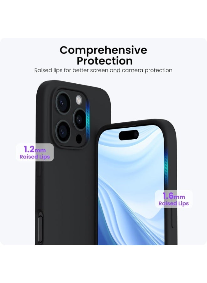 Case for IPhone 16 Pro Max Soft Liquid Silicone Gel Case Full Body Shockproof Protection Matte Finish Cover Soft Microfiber Lining Cushion Slim Back Case for iPhone 16 Pro Max (Black) - Image 3