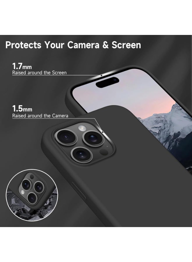 Case for IPhone 16 Pro Max Soft Liquid Silicone Gel Case Full Body Shockproof Protection Matte Finish Cover Soft Microfiber Lining Cushion Slim Back Case for iPhone 16 Pro Max (Black) - Image 4