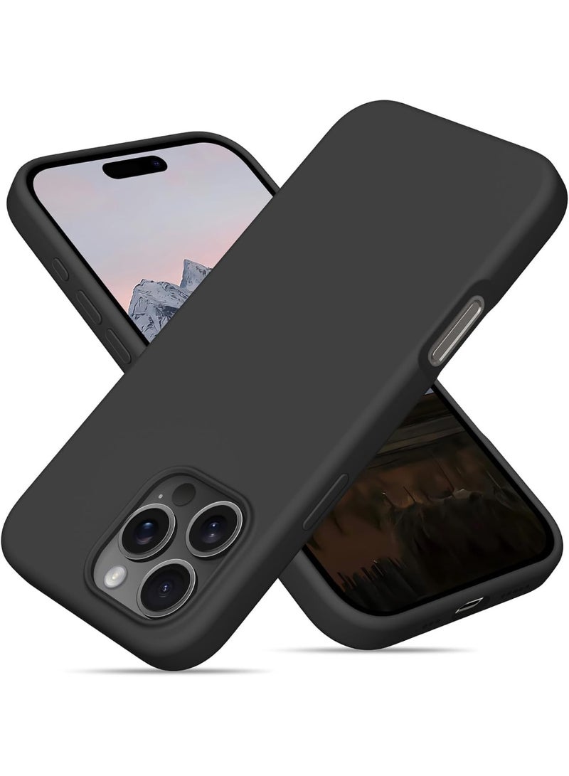 Case for IPhone 16 Pro Max Soft Liquid Silicone Gel Case Full Body Shockproof Protection Matte Finish Cover Soft Microfiber Lining Cushion Slim Back Case for iPhone 16 Pro Max (Black) - Image 1