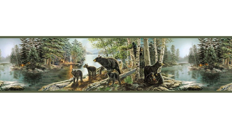Chesapeake TLL01531B Salvador Green Bear Necessities Border Wallpaper