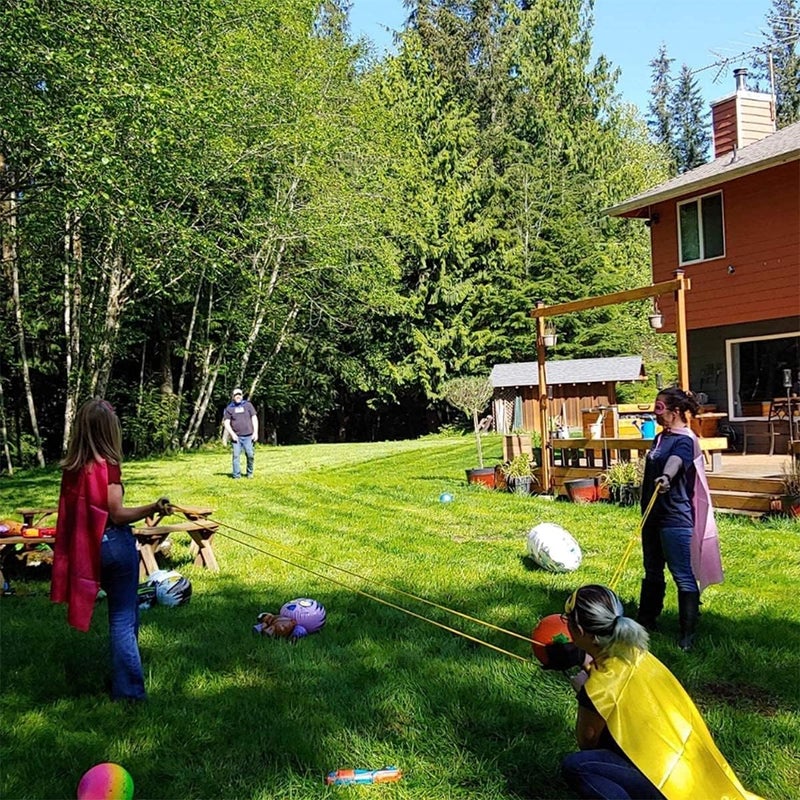 JANADIO Water Balloon Launcher 500 Yard Long Range,3 Man Slingshot with 500 Biodegradable Water Balloons,Giant Slingshot T-Shirt Launcher Cannons,Party Game Yard Toys for Kids and Aldults - Image 3