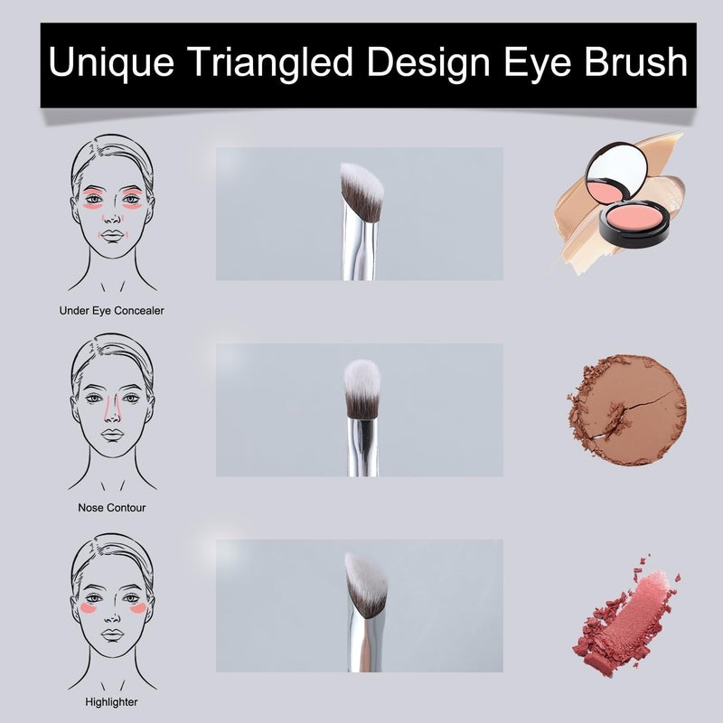 Energy Concealer Brush Under Eye Angled Nose Contour Brush for Powder Foundation Eyeshadow Concealer with Liquid Cream Powder Concealing Blending Contouring Triangled Vegan Face Brush Large - Image 2