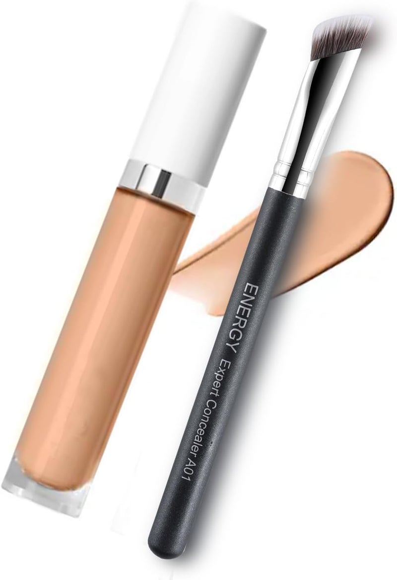 Energy Concealer Brush Under Eye Angled Nose Contour Brush for Powder Foundation Eyeshadow Concealer with Liquid Cream Powder Concealing Blending Contouring Triangled Vegan Face Brush Large - Image 5