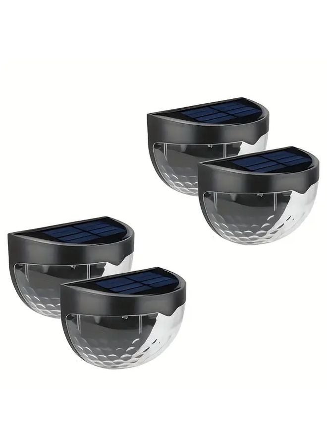 4 قطع أضواء السياج الشمسية بقشرة سوداء وضوء أبيض متينة ضد الطقس IP65 للتركيب الخارجي على الجدران في الحديقة أو الفناء - Image 1