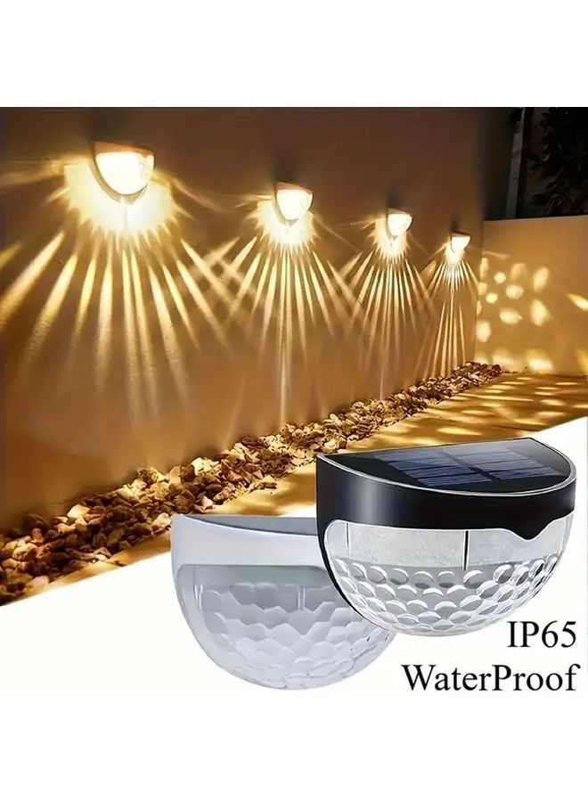 4 قطع أضواء السياج الشمسية بقشرة سوداء وضوء أبيض متينة ضد الطقس IP65 للتركيب الخارجي على الجدران في الحديقة أو الفناء - Image 2