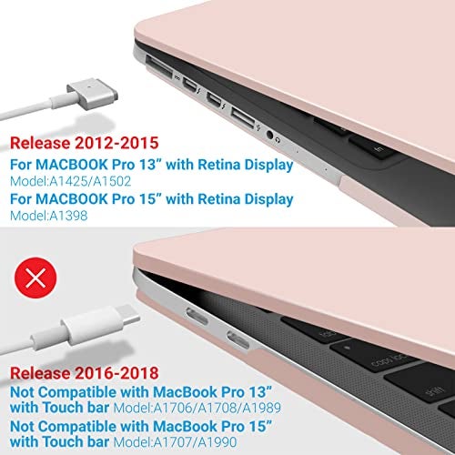 IBENZER Compatible with MacBook Pro 13 Inch Case 2015 2014 2013 end 2012 A1502 A1425, Hard Shell Case with Keyboard Cover for Old Version Mac Pro Retina 13, Sakura Pink, R13SKPK+1 - Image 4