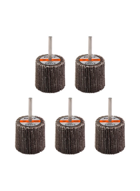 Pro7 Sanding Flap Wheel for Drill - 5 Piece, 50x50mm, 80 Grit- 1/4 inch 6mm Shank Mounted Aluminum Oxide Cylindrical Shape Grinding Abrasive Polishing Disc Sander for Metal Wood Paint Removal