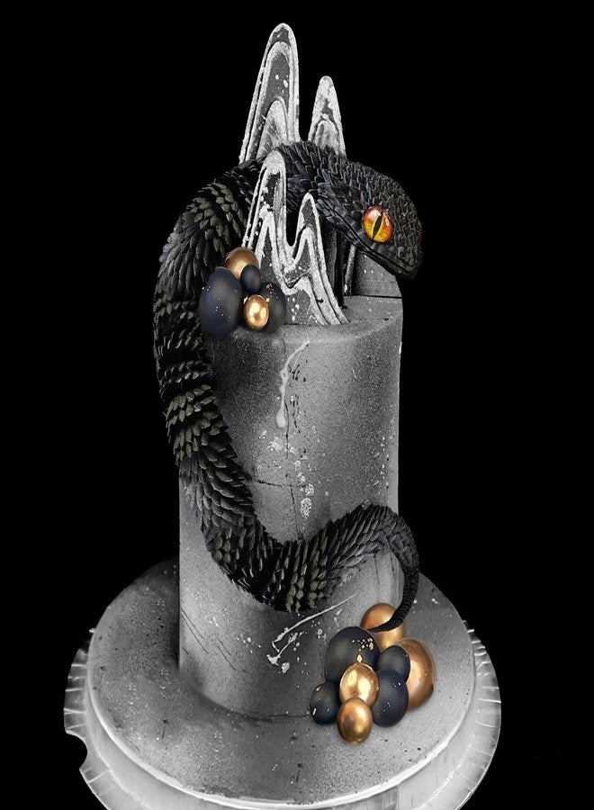 Roaring Good Time 3D Printed Snake Fantasy Snake Cake Decoration Wizard Cake Topper Black Gold Balls Cake for Birthday Fantasy Fan Party Supplies - Image 5