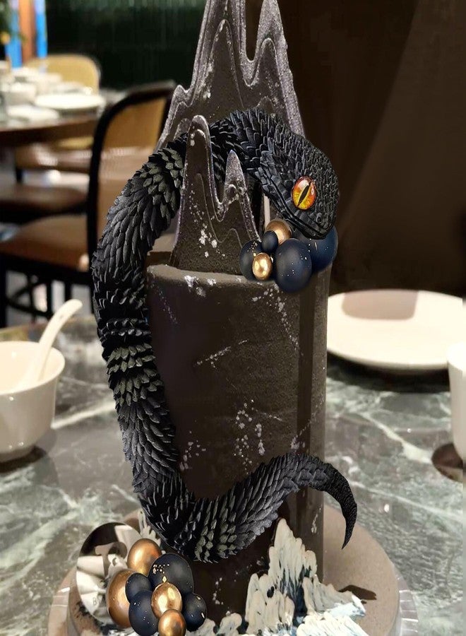 Roaring Good Time 3D Printed Snake Fantasy Snake Cake Decoration Wizard Cake Topper Black Gold Balls Cake for Birthday Fantasy Fan Party Supplies - Image 3