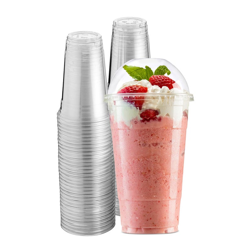 Green Direct 20 oz Clear Disposable Plastic Drinking Cups With Lids Ice coffee Bubble Boba Tea Cups for Cold Drinks Smoothie Pack of 50