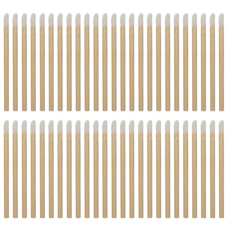 SEWACC Disposable Wooden Lip Brush Applicators 50pcs Portable Lipstick Wands with Wooden Handle for Lip Gloss Makeup Tool for Professional and Travel Use - Image 1