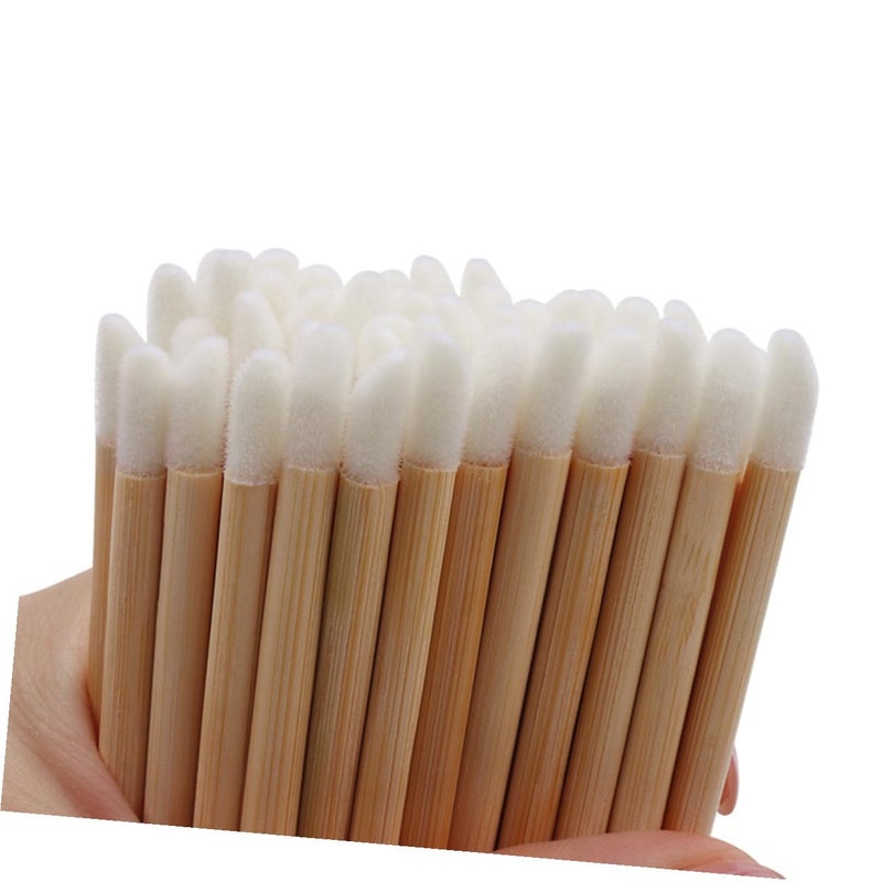 SEWACC Disposable Wooden Lip Brush Applicators 50pcs Portable Lipstick Wands with Wooden Handle for Lip Gloss Makeup Tool for Professional and Travel Use - Image 3