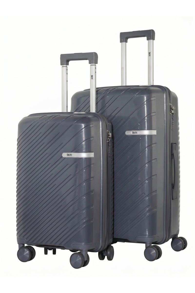KTMC Polypropylene Luggage 20" Carry-On & 24" Check-in Suitcases, H-8882 Dark Grey - Image 1