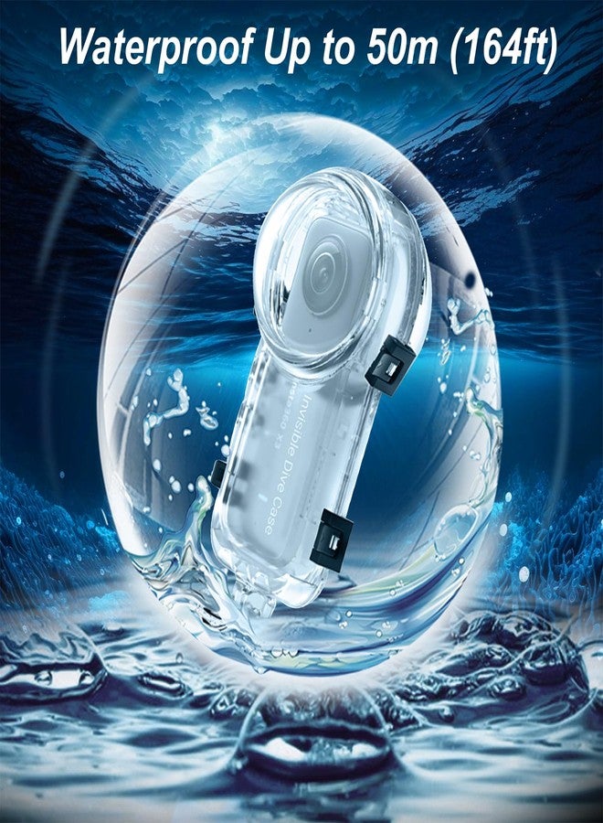 Sruim Insta 360 X3 Invisible Dive Case, Splash Prevention Housing Waterproof Up to 50m (164ft) Underwater Dive Protective Shell for Insta360 X3 with Bracket Accessories - Image 2