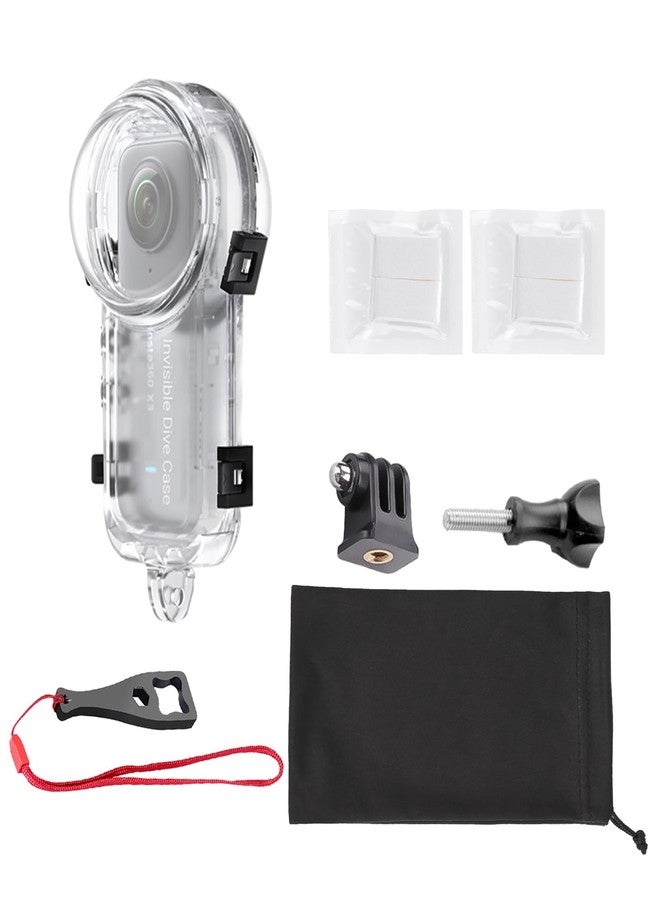 Sruim Insta 360 X3 Invisible Dive Case, Splash Prevention Housing Waterproof Up to 50m (164ft) Underwater Dive Protective Shell for Insta360 X3 with Bracket Accessories - Image 1
