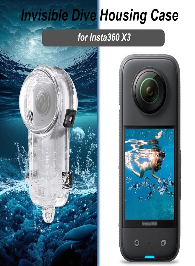 Sruim Insta 360 X3 Invisible Dive Case, Splash Prevention Housing Waterproof Up to 50m (164ft) Underwater Dive Protective Shell for Insta360 X3 with Bracket Accessories - Image 4