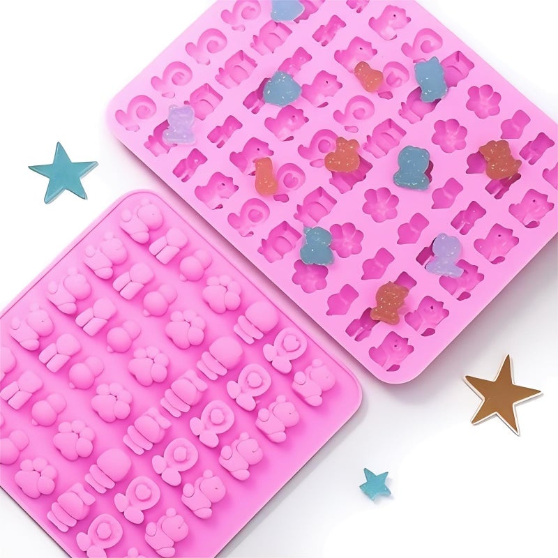 JOGILBOY Animal Silicone Candy Molds, 2-Pack, Mini Size, Non-Stick for Chocolate, Ice Cubes, Jelly, Cookie, Soap Making - Image 1