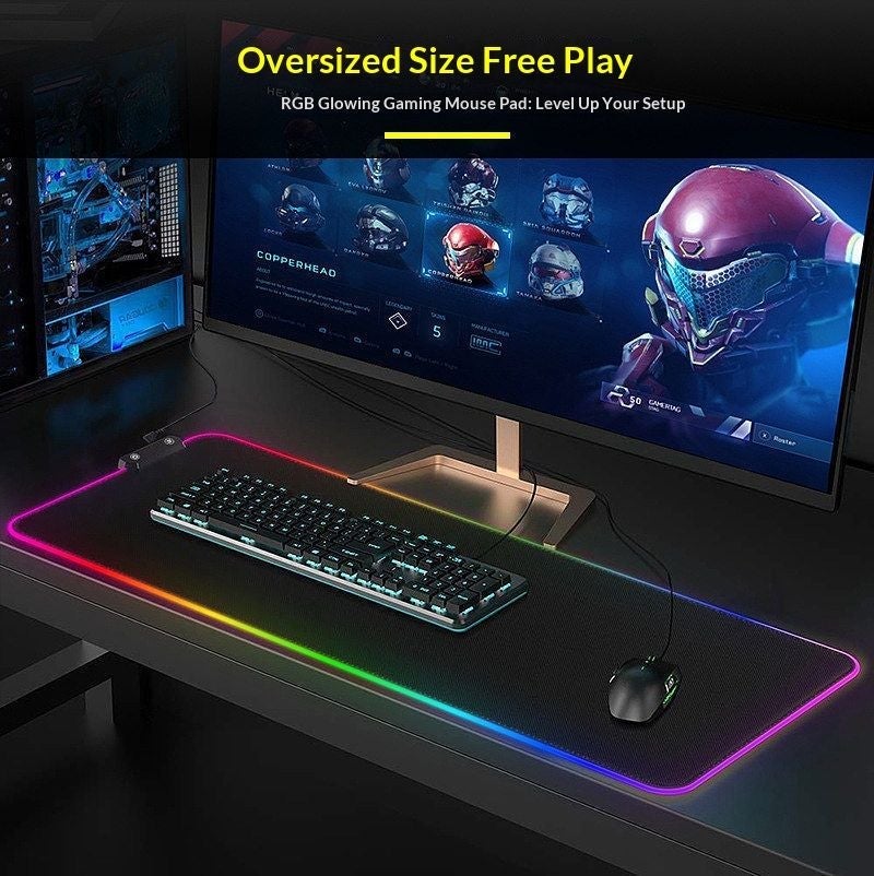 Cross-Border Best-Selling RGB Gaming Mouse Pad - Black, Anti-Slip, Durable, Silent - Image 1