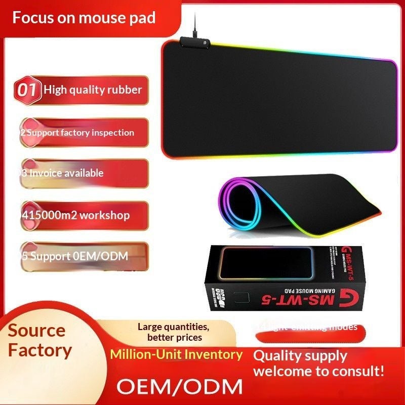 Cross-Border Best-Selling RGB Gaming Mouse Pad - Black, Anti-Slip, Durable, Silent - Image 3