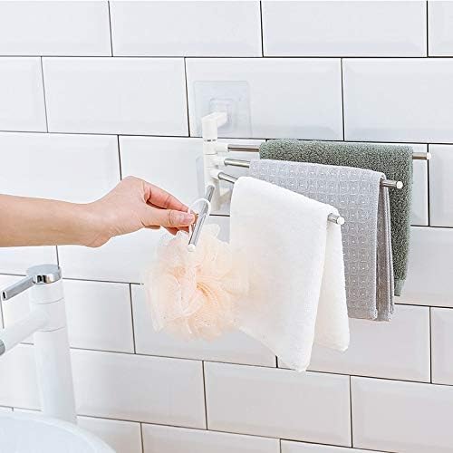 PRYTA PRYTA Self Adhesive Stainless Steel 4 Bar Towel Rack for Bathroom Towel Holder for Kitchen Towel Hanger Stand for Wash Basin  - Image 1
