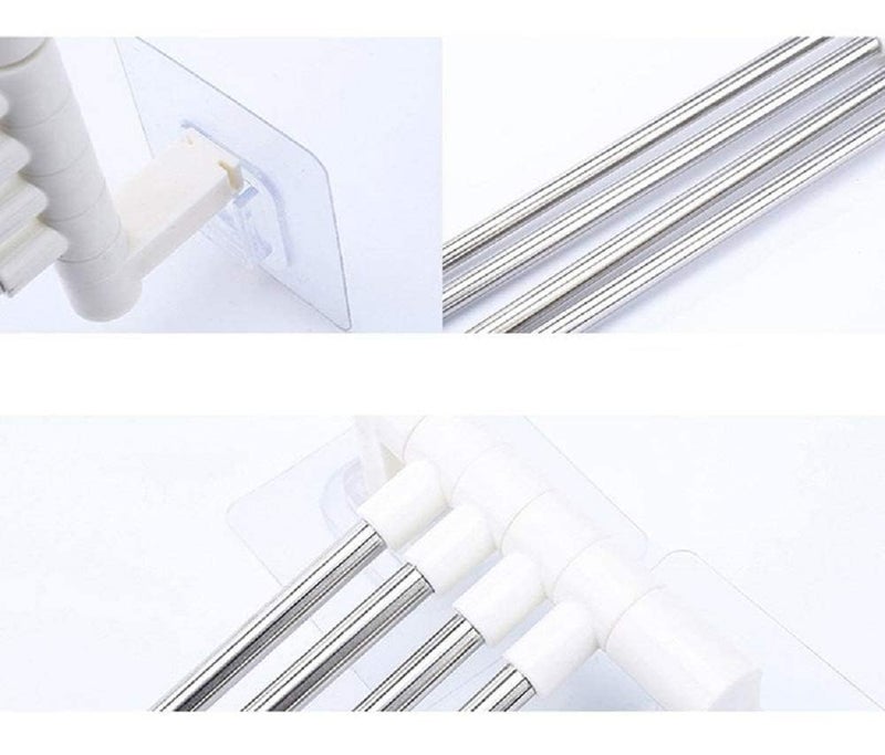 PRYTA PRYTA Self Adhesive Stainless Steel 4 Bar Towel Rack for Bathroom Towel Holder for Kitchen Towel Hanger Stand for Wash Basin  - Image 4