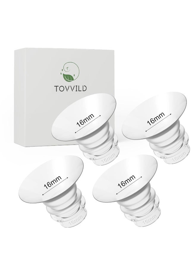 TOVVILD إدخالات فلانج 16 مم لفلانج/درع 24 مم، متوافقة مع مضخات الثدي Momcozy/Medela/MOMMED/Spectra، قطع غيار المضخة استبدال (4 قطع 16 مم) - Image 1