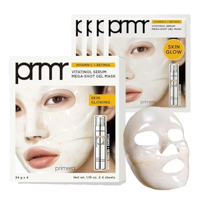 Primera PRMR Vitatinol Serum Gel Mask | Overnight Melting Masks, for Collagen Synthesis with Vitamin C & Retinol, Immediate Pore Tightening, Firming and Hydrating 34g x 4EA - Image 1