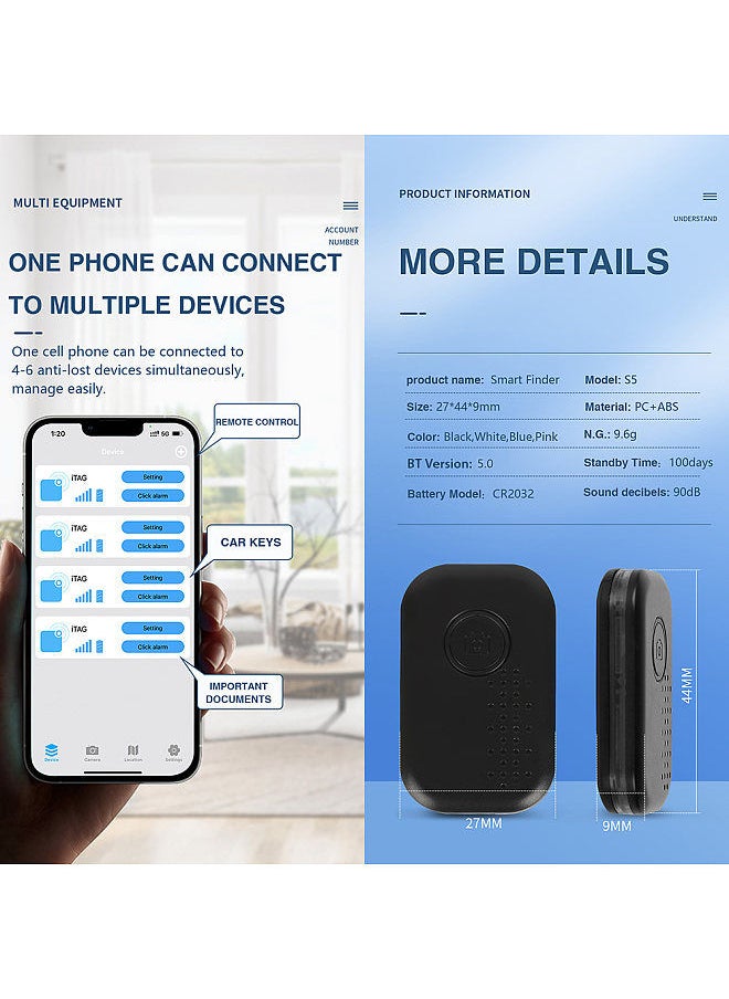 Mini smart rectangular anti-lost key finder Anti lost device S5 white (color box)