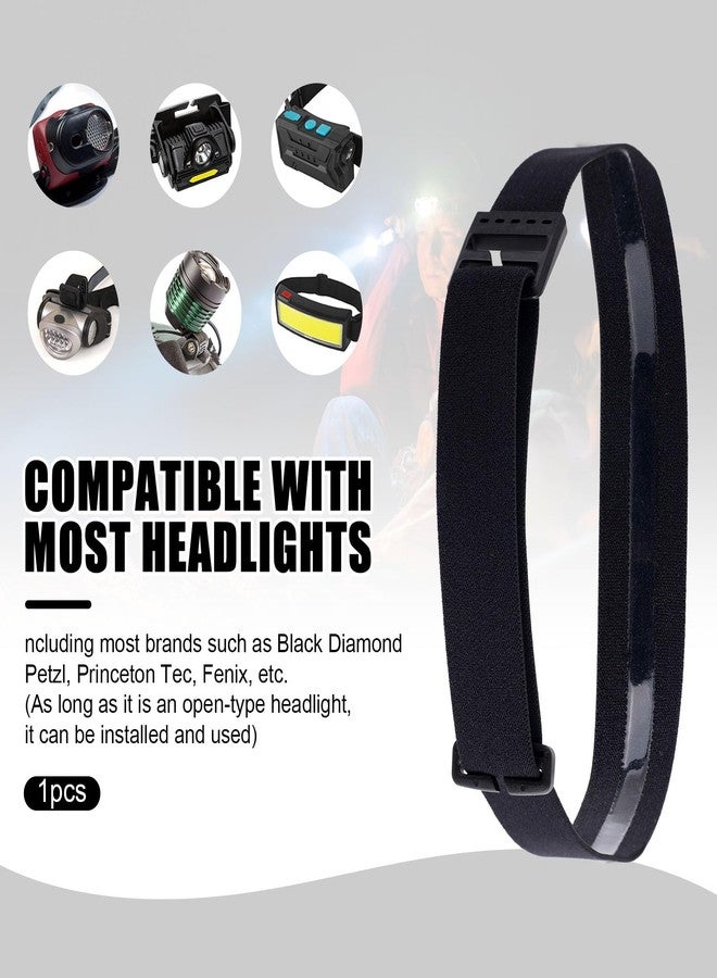 Fukaisu 1pcs Elastic Headlamp Strap Replacement, Nylon Adjustable 2.5cm/1in Wide Headlight Strap Compatible with Black Diamond, Petzl, Princeton Tec, Fenix (Black) - Image 5