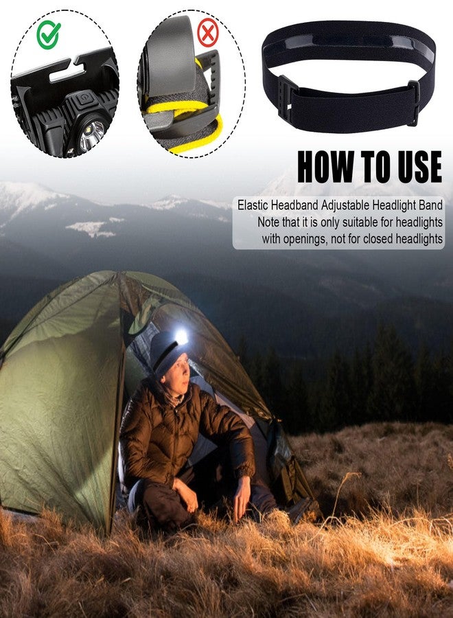 Fukaisu 1pcs Elastic Headlamp Strap Replacement, Nylon Adjustable 2.5cm/1in Wide Headlight Strap Compatible with Black Diamond, Petzl, Princeton Tec, Fenix (Black) - Image 3
