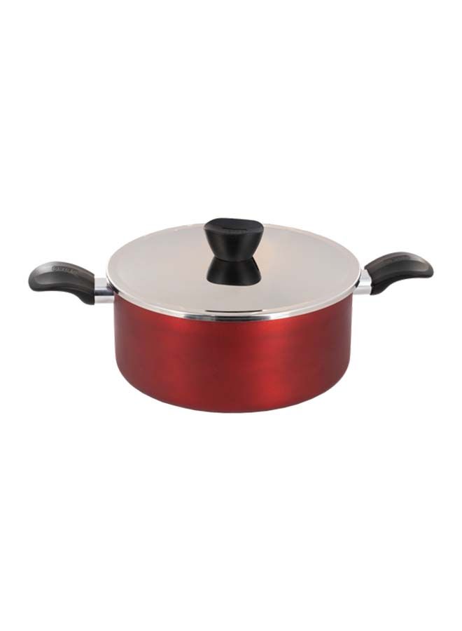 Alsaif Vetro Cooking Pot Non Stick With Stainless Steel Lid (Coating Interior) 18Cm  Wine Red K797006/18 - Image 1