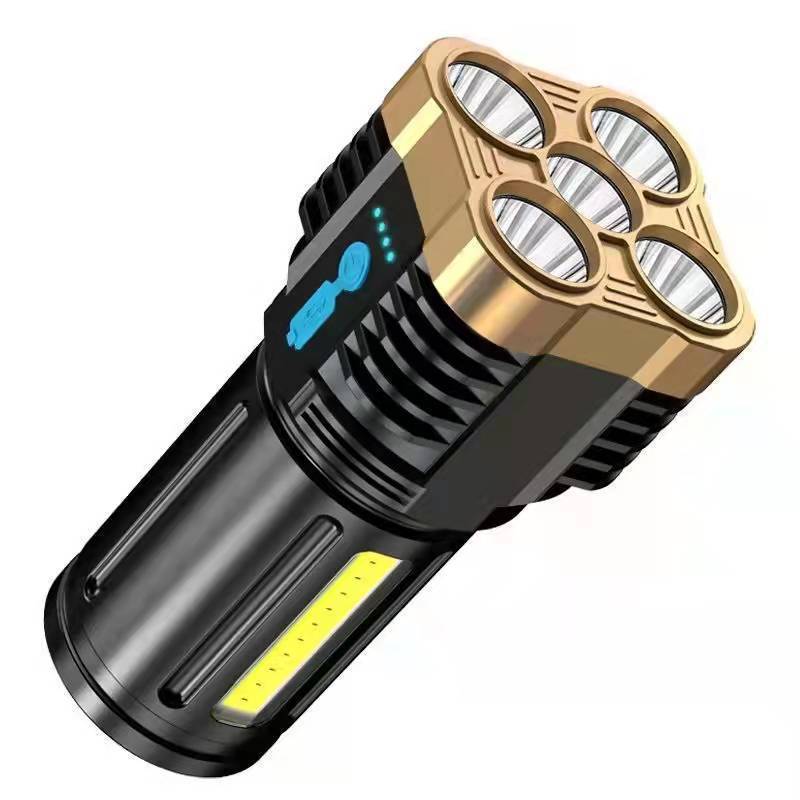 Eight nuclear strong flashlight quad-core super bright outdoor household portable 8 LED long-range light electric patrol probe Five Core Flashlight Gold Five Core Flashlight Gold