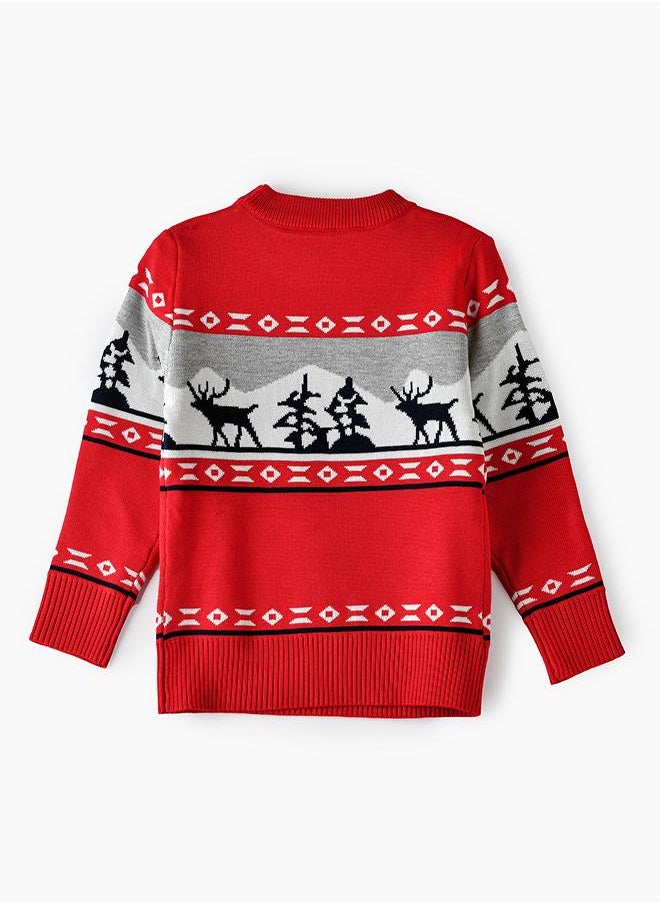 babyqlo Red Nordic Reindeer Knit Sweater  - Image 4