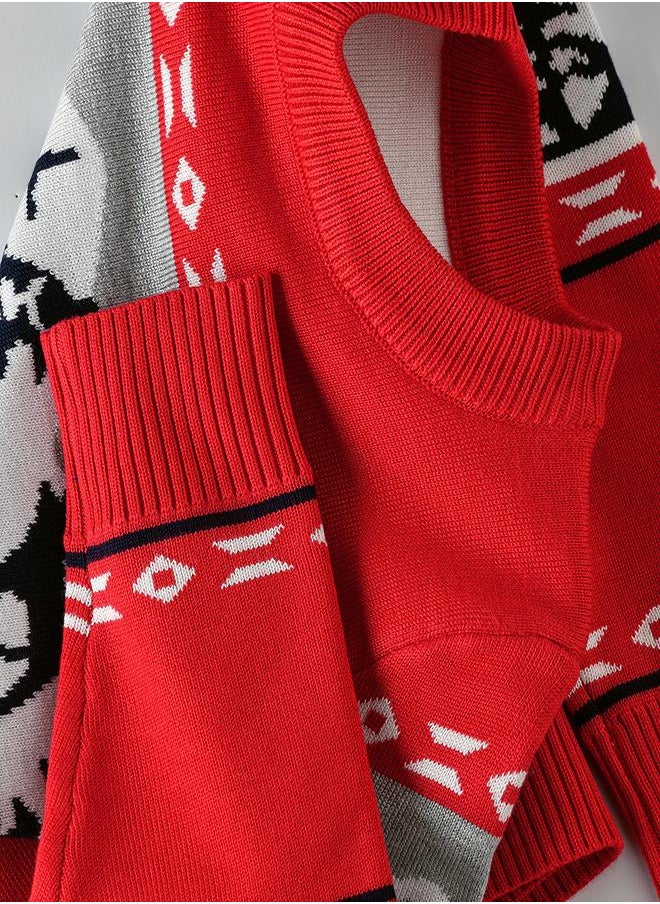 babyqlo Red Nordic Reindeer Knit Sweater  - Image 5