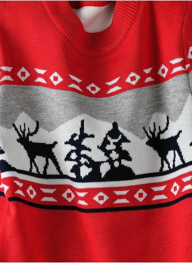 babyqlo Red Nordic Reindeer Knit Sweater  - Image 3