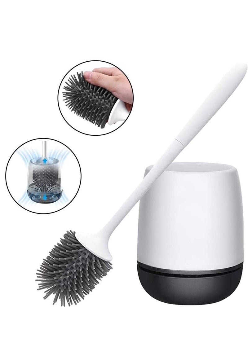 Silicone Toilet Brush and Holder, Bathroom Toilet Brush Holder Set, Silicone Toilet Cleaning Brush Kit with Soft Bristle Brush - Image 1