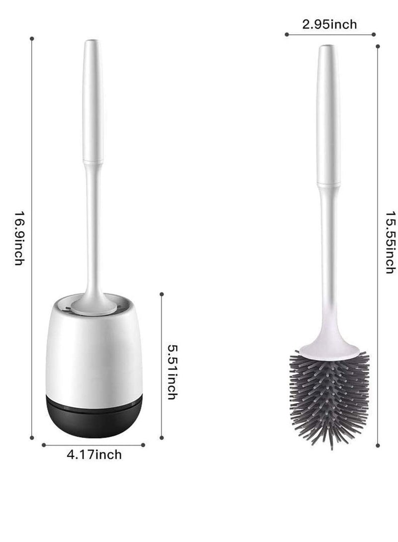 Silicone Toilet Brush and Holder, Bathroom Toilet Brush Holder Set, Silicone Toilet Cleaning Brush Kit with Soft Bristle Brush - Image 2