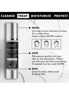 CONSCIOUS CHEMIST Snail Mucin Serum | 50ml | Barrier Repair Essence for Face, 97% Active Snail Mucin Filtrate, Betaine & Trehalose, For Dryness, Damaged Skin, Face Serum for Men & Women - Snail Magic  - Image 4