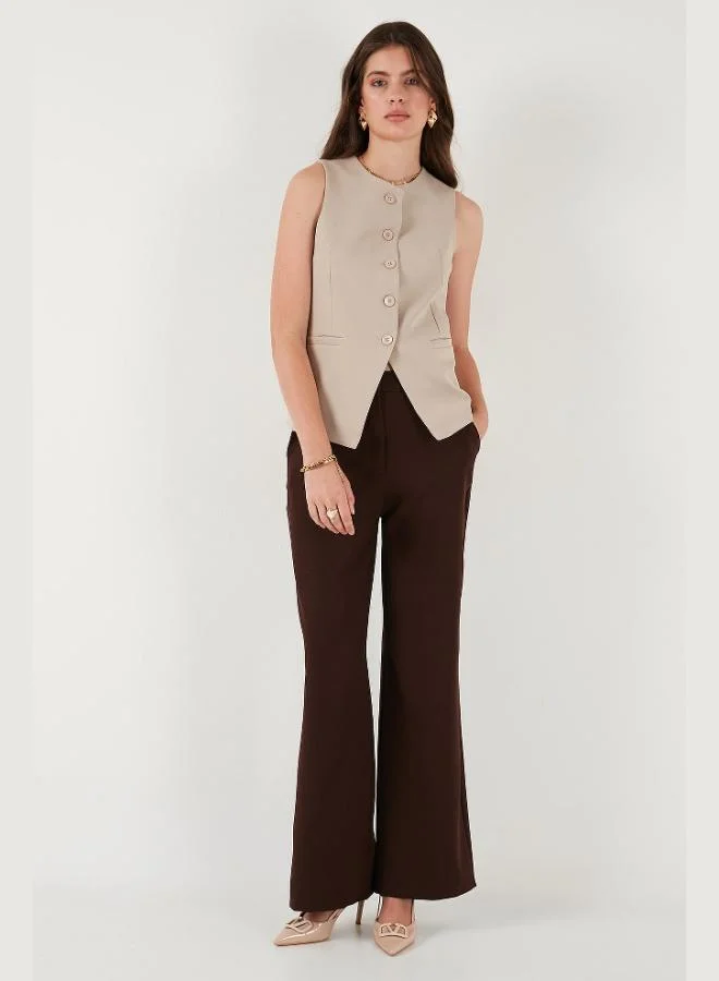 Lela  Lela Regular Fit Crew Neck Sleeveless Buttoned Basic Blouse Vest Women's VEST 65200004 for Women | Best Price UAE