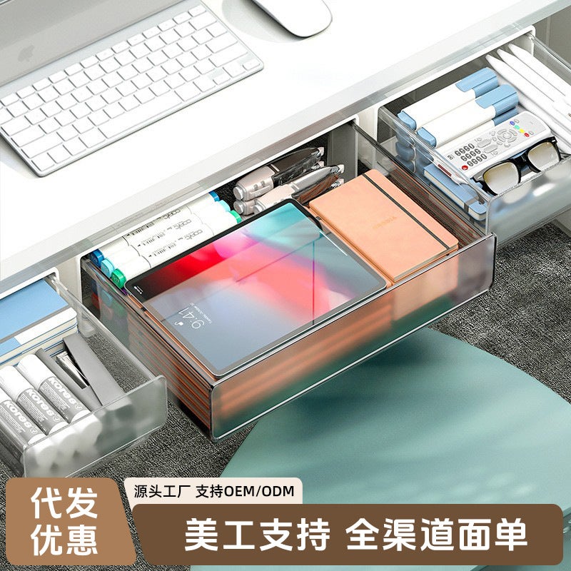 Under Desk Hidden Storage Box – Adhesive Plastic Organizer for Office and Dormitory - Image 2