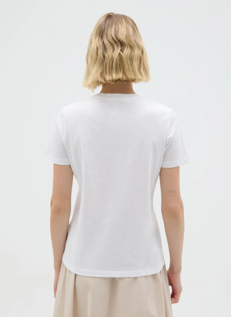 Ovs WHITE PURE COTTON T-SHIRT, REGULAR FIT