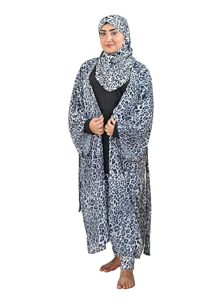 SolSuave Women's Fashion Swimsuit Long Sleeve Burkini Full Cover Muslim Swimwear with leopard print. 4pcs Islamic Burkinis Wear of Hijab, Long Sleeve, Long Pants, and Chiffon. - pzsku/ZCFA465425D761BE07C65Z/45/_/1709401406/1b45a6bf-cb0f-4a16-9a50-1aaa9f997018