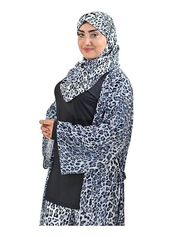 SolSuave Women's Fashion Swimsuit Long Sleeve Burkini Full Cover Muslim Swimwear with leopard print. 4pcs Islamic Burkinis Wear of Hijab, Long Sleeve, Long Pants, and Chiffon. - pzsku/ZCFA465425D761BE07C65Z/45/_/1709401406/6bc0181e-226c-4916-ae03-18decc18ef50