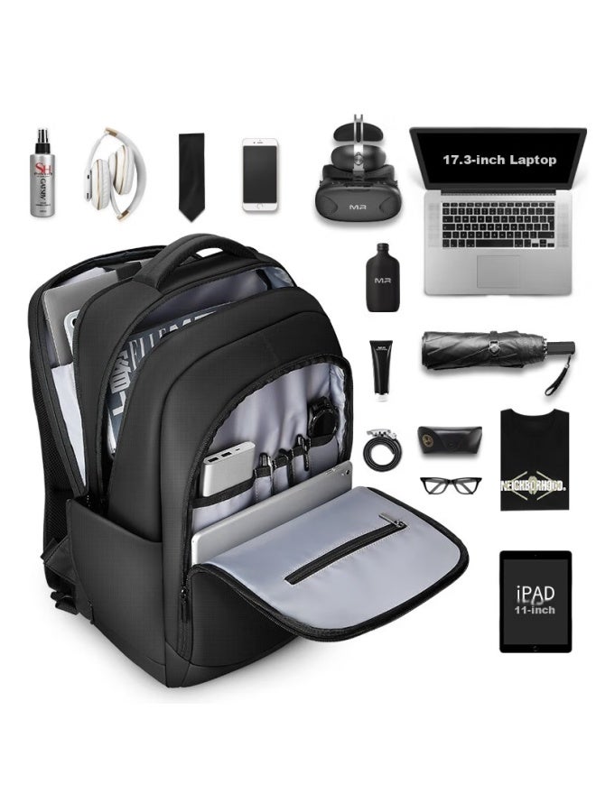 MARK RYDEN Marco Leiden Backpack For Men, Large Capacity, Casual Student Schoolbag, 17.3-inch Laptop Bag, Mr9191, Upgraded Classic Black Version - Image 2