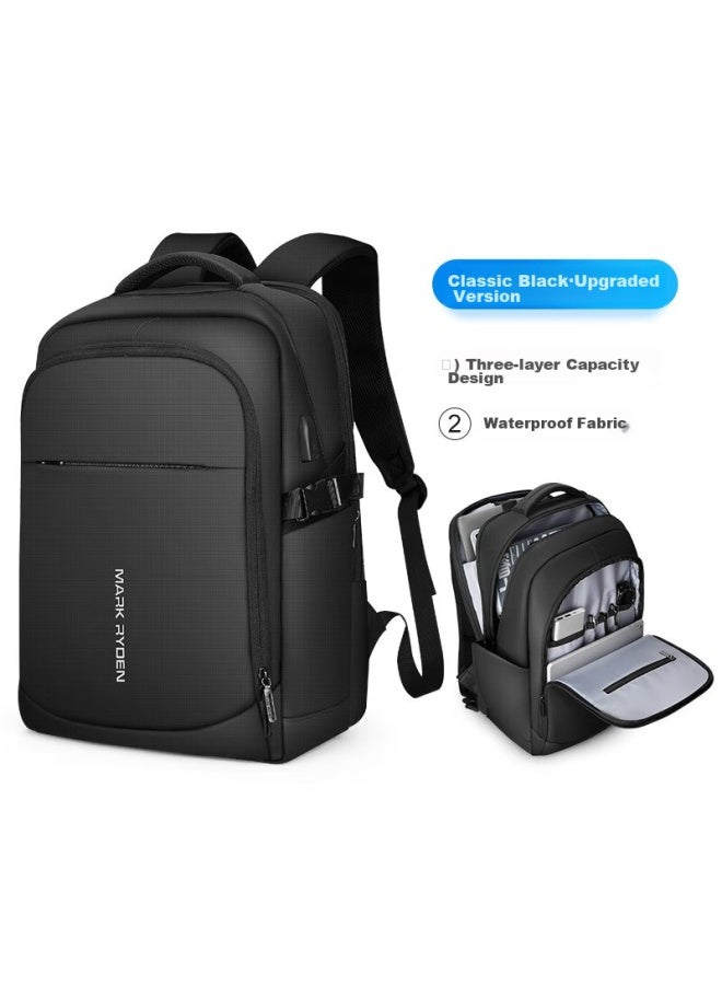 MARK RYDEN Marco Leiden Backpack For Men, Large Capacity, Casual Student Schoolbag, 17.3-inch Laptop Bag, Mr9191, Upgraded Classic Black Version - Image 1
