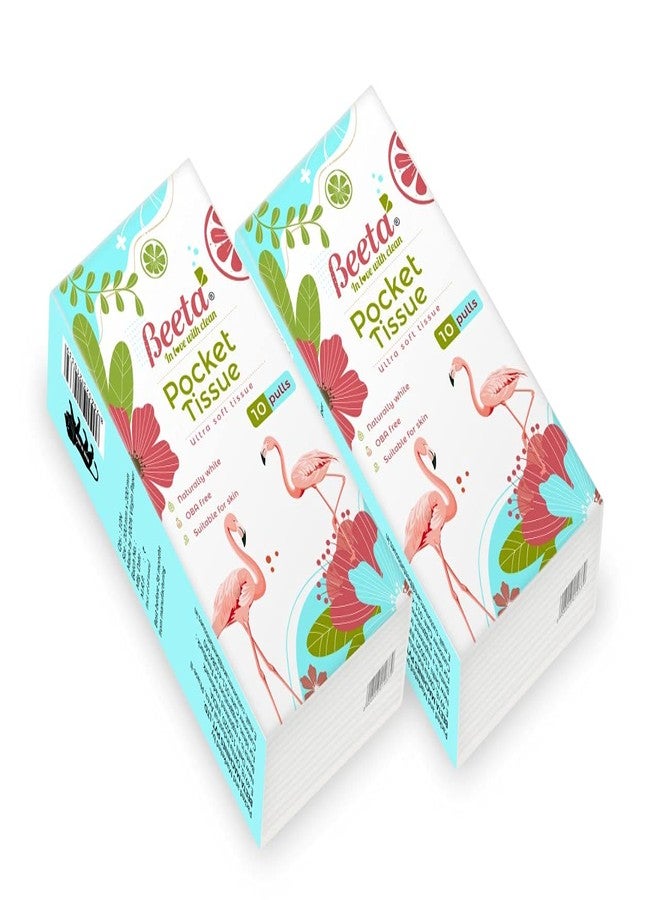 Beeta Pocket Tissue Handkerchief - 2 Ply (Pack of 10-10 Pulls, 20 Packs i.e. 200 Pulls) Soft and Highly Absorbent-100% Natural Cellulose FiberTissue - Image 4