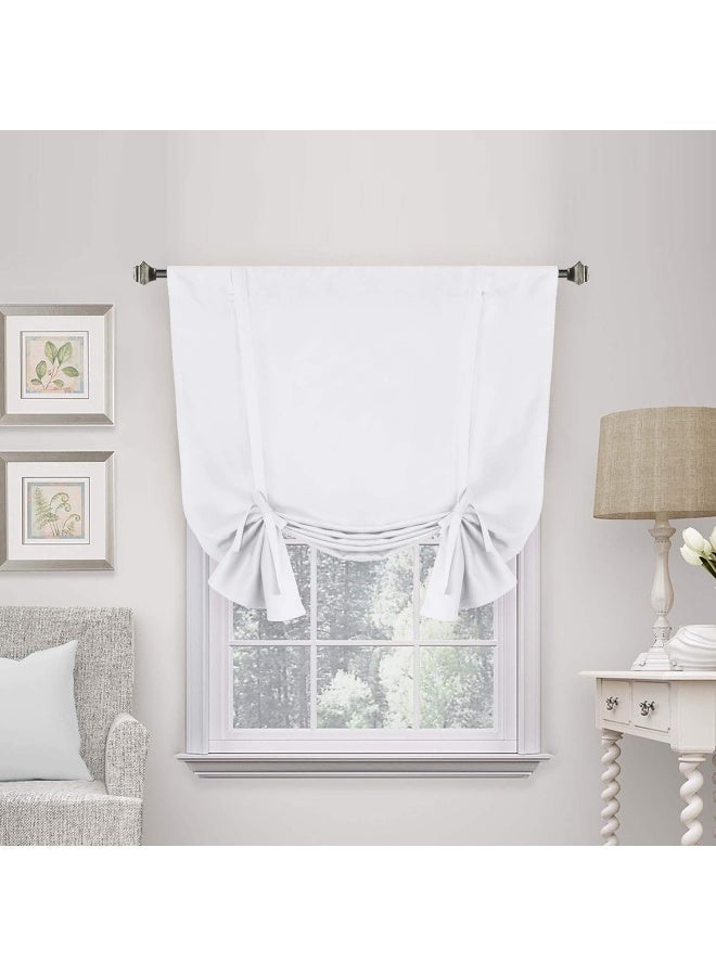 H.VERSAILTEX HVERSAILTEX Pure White Curtain Thermal Insulated Tie Up Window Shade Light Blocking Curtains for Bathroom Rod Pocket Panel 42in Wide by 63in Long - Image 4